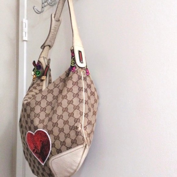 HEARTS 90s Gucci HOBO Large Shoulder Bag - DOUBLE SIDED HEARTS - Picture 14 of 15